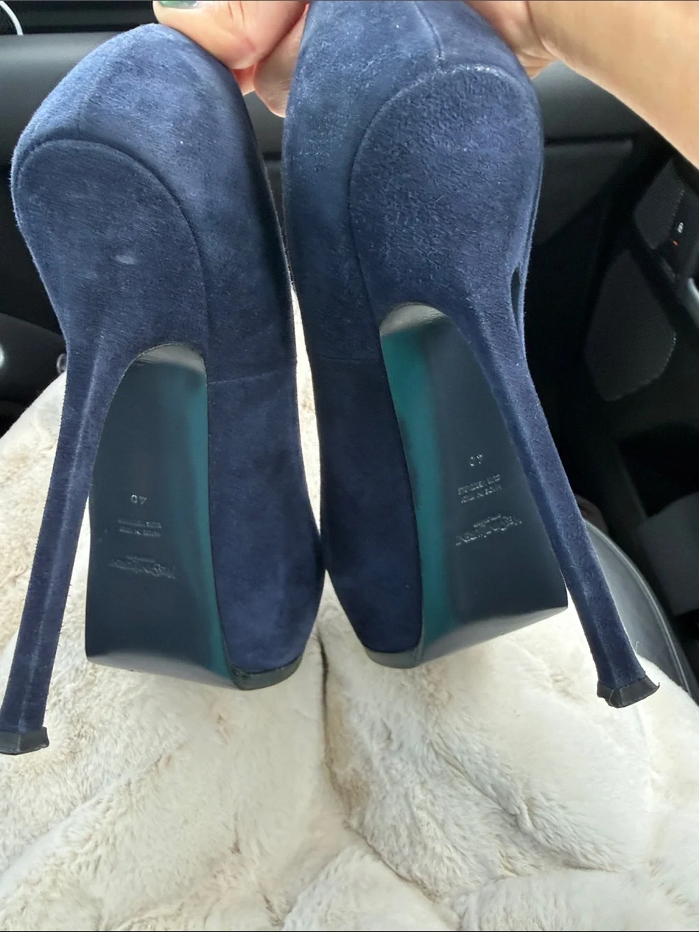 Yves Saint Laurent Tribtoo Navy Suede Platform Pumps 2010